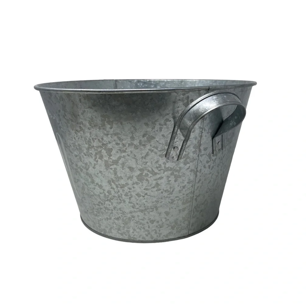 Galvanized | Monogrammed “M” | Bucket with Handles | 12”x8”